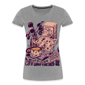TASSE DE TAIS-TOI - T-shirt bio Premium Femme - gris chiné - Devant - Mia (176cm)