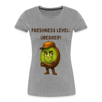 Überreife Kiwiheld - Frauen Premium Bio T-Shirt - Grau meliert - Vorne - Mia (176cm)