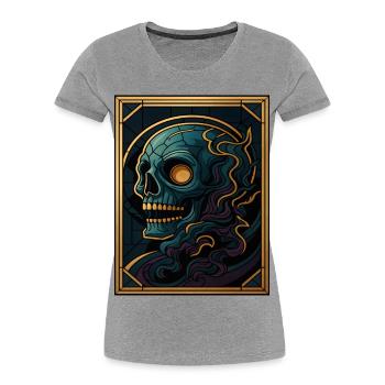Glas Fenster Totenkopf - Frauen Premium Bio T-Shirt - Grau meliert - Vorne - Mia (176cm)