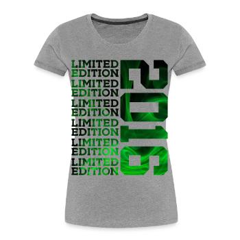 ÉDITION LIMITÉE 2016 10 ANS 10E ANNIVERSAIRE - T-shirt bio Premium Femme - gris chiné - Devant - Mia (176cm)