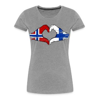 Mains en forme de cœur du drapeau de la Norvège de la Finlande - T-shirt bio Premium Femme - gris chiné - Devant - Mia (176cm)