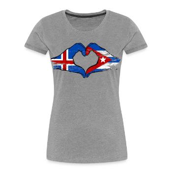Iceland Cuba Flag Hands Heart - Women's Premium Organic T-Shirt - heather grey - Front - Mia (176cm)