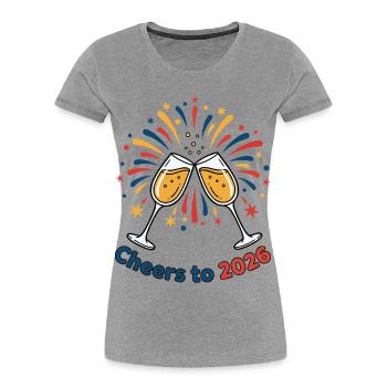 Santé à la conception de la célébration des feux d’artifice 2026 - T-shirt bio Premium Femme - gris chiné - Devant - Mia (176cm)