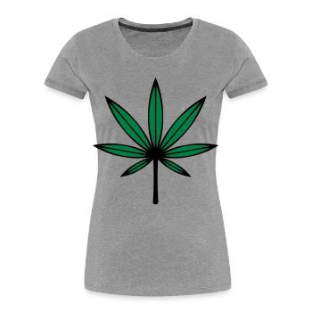 Cannabis / Marijuana / Hemp Leaf (2C) - Women's Premium Organic T-Shirt - heather grey - Front - Mia (176cm)