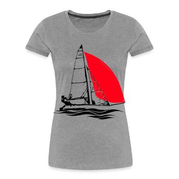 29er Jugend Segelboot Segeljolle Regatta segeln - Frauen Premium Bio T-Shirt - Grau meliert - Vorne - Mia (176cm)