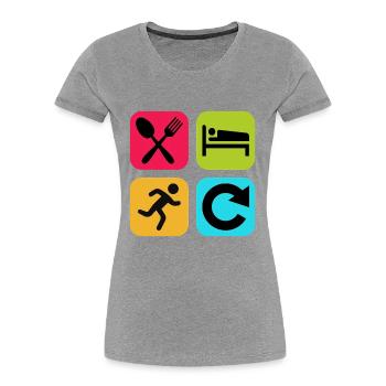 Eat Sleep Run Repeat Funny Quote Jogger - Women's Premium Organic T-Shirt - heather grey - Front - Mia (176cm)