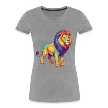 Colorful Lion Rainbow Pop Art Watercolor - Women's Premium Organic T-Shirt - heather grey - Front - Mia (176cm)
