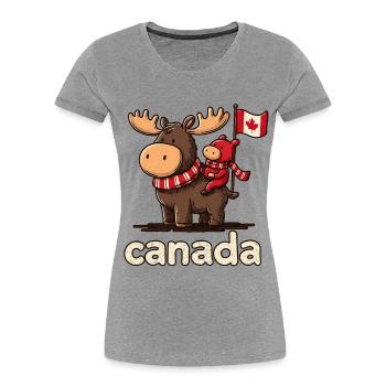 Canada mosses with a small companion - Women's Premium Organic T-Shirt - heather grey - Front - Mia (176cm)
