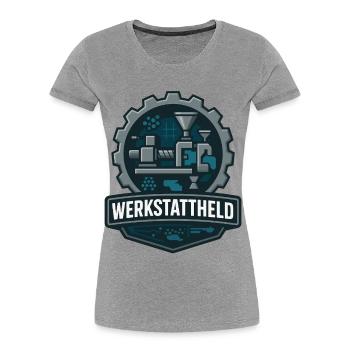 Workshop Hero, Plastic Machine - Women's Premium Organic T-Shirt - heather grey - Front - Mia (176cm)