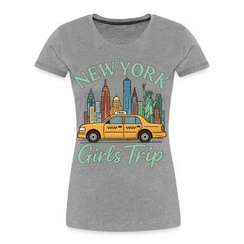 Voyage des filles à New York - T-shirt bio Premium Femme - gris chiné - Devant - Mia (176cm)
