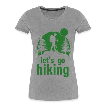Let's go hiking mountaineer hiker silhouette - Women's Premium Organic T-Shirt - heather grey - Front - Mia (176cm)