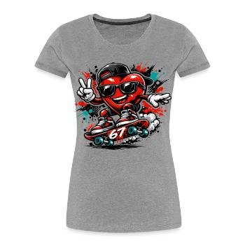 Sechs Sieben 6 7 Valentinstag Liebesgeschenk Herz - Frauen Premium Bio T-Shirt - Grau meliert - Vorne - Mia (176cm)