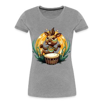 Héros Tambour Poulain tribal - T-shirt bio Premium Femme - gris chiné - Devant - Mia (176cm)