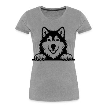 Alaskan Malamute puppy black - Women's Premium Organic T-Shirt - heather grey - Front - Mia (176cm)