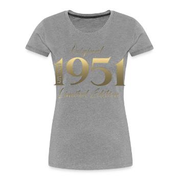 75th Birthday Original January Born 1951 - Women's Premium Organic T-Shirt - heather grey - Front - Mia (176cm)