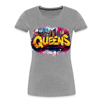 Queens Graffiti Skyline Color Explosion - Women's Premium Organic T-Shirt - heather grey - Front - Mia (176cm)