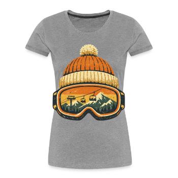 Skifahrer Winter Sport Apres Ski Mütze Skibrille - Frauen Premium Bio T-Shirt - Grau meliert - Vorne - Mia (176cm)