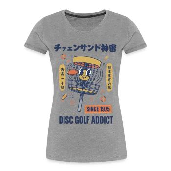 Seit 1975 Disc-Golf-Süchtiger – lustiger Disc-Golfer - Frauen Premium Bio T-Shirt - Grau meliert - Vorne - Mia (176cm)