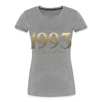 33e anniversaire Original janvier 1993 - T-shirt bio Premium Femme - gris chiné - Devant - Mia (176cm)