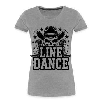 Line Dance – Western Skull Cowboy Tanz - Frauen Premium Bio T-Shirt - Grau meliert - Vorne - Mia (176cm)