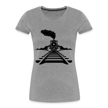 Railway Sketch - Women's Premium Organic T-Shirt - heather grey - Front - Mia (176cm)