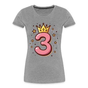 3rd Birthday Little Princess with Crown - Women's Premium Organic T-Shirt - heather grey - Front - Mia (176cm)