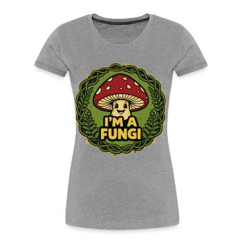 I'm a Fungi – Lustiger Pilz Wortwitz - Frauen Premium Bio T-Shirt - Grau meliert - Vorne - Mia (176cm)