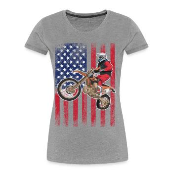 Drapeau américain du vélo de cross, - T-shirt bio Premium Femme - gris chiné - Devant - Mia (176cm)