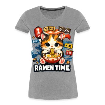 Ramen Time Cute Neko Kawaii Anime - Women's Premium Organic T-Shirt - heather grey - Front - Mia (176cm)