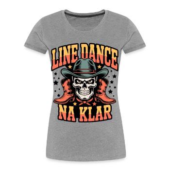 Line Dance Schädel Rodeo - Frauen Premium Bio T-Shirt - Grau meliert - Vorne - Mia (176cm)