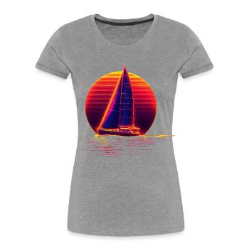 Retro Sailing - T-shirt bio Premium Femme - gris chiné - Devant - Mia (176cm)