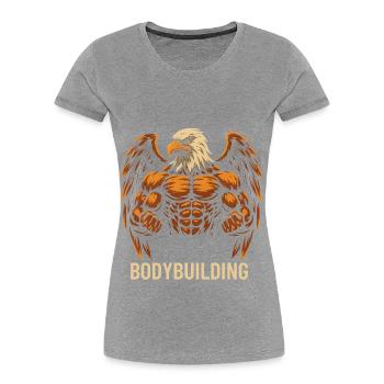 Eagle Body Bodybuilding Motif - Women's Premium Organic T-Shirt - heather grey - Front - Mia (176cm)
