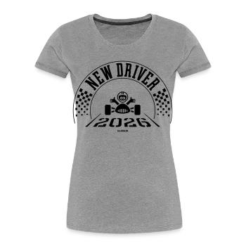 New Driver 2026 (Driving Licence / Black) - Women's Premium Organic T-Shirt - heather grey - Front - Mia (176cm)