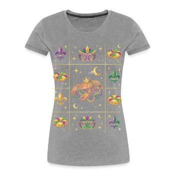 Mardi Gras du Carnaval des Écrevissés - T-shirt bio Premium Femme - gris chiné - Devant - Mia (176cm)