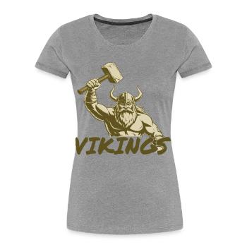 Viking Viking Legend Sailor Odin Raven Fighter - Women's Premium Organic T-Shirt - heather grey - Front - Mia (176cm)