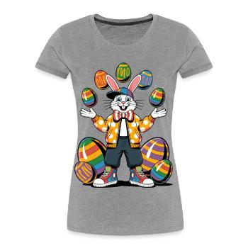 Colorful Easter bunny with egg wreath - Women's Premium Organic T-Shirt - heather grey - Front - Mia (176cm)