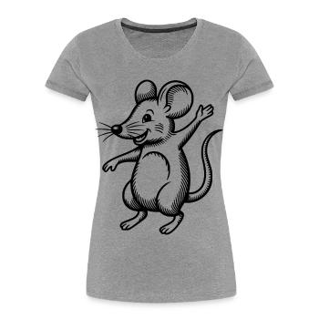 Mouse Dancing Jumping Laughing Jumping Waving Celebrating - Women's Premium Organic T-Shirt - heather grey - Front - Mia (176cm)