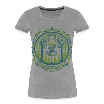 Panier de disc golf dans l’art de la scène boisée - T-shirt bio Premium Femme - gris chiné - Devant - Mia (176cm)