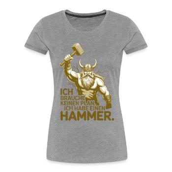 Légende viking viking marin Odin Raven Fighter - T-shirt bio Premium Femme - gris chiné - Devant - Mia (176cm)