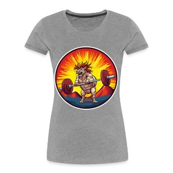 Wolf weightlifter in the sun fire - Women's Premium Organic T-Shirt - heather grey - Front - Mia (176cm)