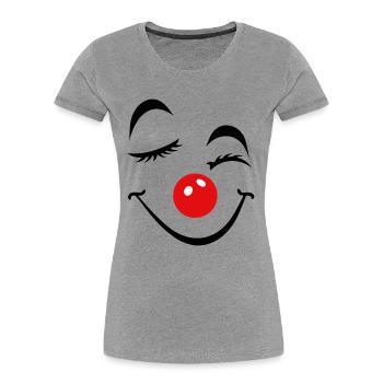Fröhliches Clown Gesicht Karneval Fasnet Fasching - Frauen Premium Bio T-Shirt - Grau meliert - Vorne - Mia (176cm)