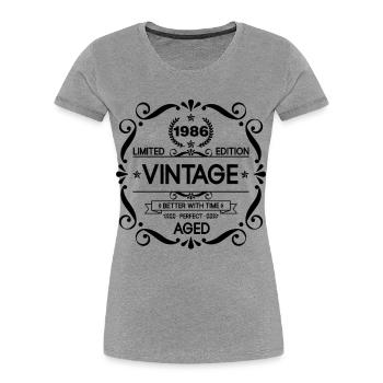 Vintage Limited Edition Born in 1986 Perfect Aged - Women's Premium Organic T-Shirt - heather grey - Front - Mia (176cm)