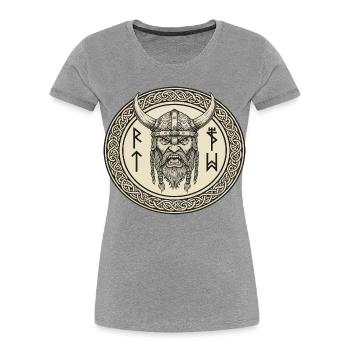 Wikinger Viking Legende Seemann Odin Rabe Kämpfer - Frauen Premium Bio T-Shirt - Grau meliert - Vorne - Mia (176cm)
