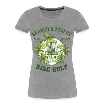Recherche et sauvetage : aucun disque laissé derrière Disc golf - T-shirt bio Premium Femme - gris chiné - Devant - Mia (176cm)