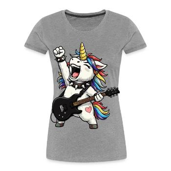Rainbow Unicorn Rocker - Women's Premium Organic T-Shirt - heather grey - Front - Mia (176cm)