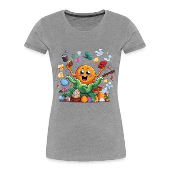 Orange joyeux dans le jardin d’herbes aromatiques - T-shirt bio Premium Femme - gris chiné - Devant - Mia (176cm)