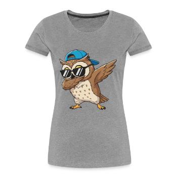 Cool Dabbing Owl Sonnenbrillen-Cartoon-Kunst - Frauen Premium Bio T-Shirt - Grau meliert - Vorne - Mia (176cm)