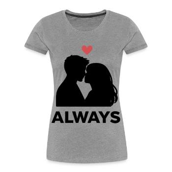 Amour minimal du cœur, petite amie de la Saint-Valentin Petit ami - T-shirt bio Premium Femme - gris chiné - Devant - Mia (176cm)