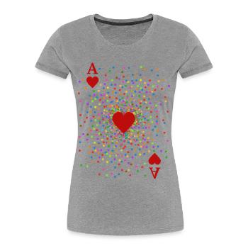 Herz As Konfetti Kostüm | Karneval Verkleidung - Frauen Premium Bio T-Shirt - Grau meliert - Vorne - Mia (176cm)