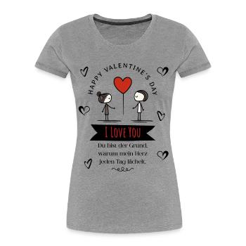 Heart message for two - Women's Premium Organic T-Shirt - heather grey - Front - Mia (176cm)